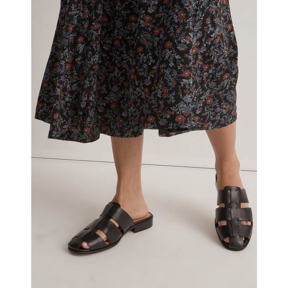 MADEWELL The Dixson Fisherman Mule Leather True Black Sz 7.5 $128 - Picture 2 of 9